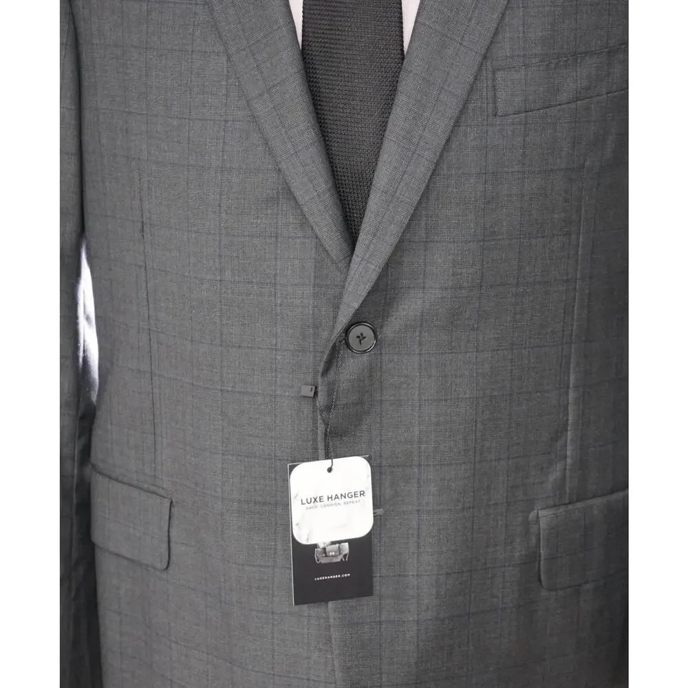$1,695 LORO PIANA For HICKEY FREEMAN-Gray Plaid Wool Suit- 46R
